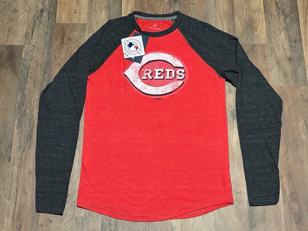 Cincinnati Reds Fanatics Red/Black Long Sleeve Logo T Shirt Men’s Size S NEW!
